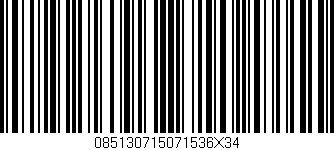 Código de barras (EAN, GTIN, SKU, ISBN): '085130715071536X34'
