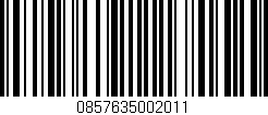 Código de barras (EAN, GTIN, SKU, ISBN): '0857635002011'
