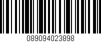 Código de barras (EAN, GTIN, SKU, ISBN): '089094023898'