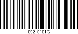 Código de barras (EAN, GTIN, SKU, ISBN): '092/8181G'