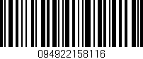 Código de barras (EAN, GTIN, SKU, ISBN): '094922158116'
