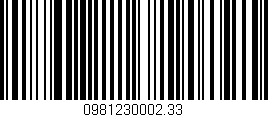 Código de barras (EAN, GTIN, SKU, ISBN): '0981230002.33'