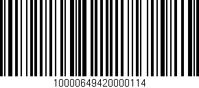 Código de barras (EAN, GTIN, SKU, ISBN): '10000649420000114'