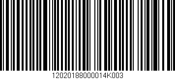 Código de barras (EAN, GTIN, SKU, ISBN): '12020188000014K003'