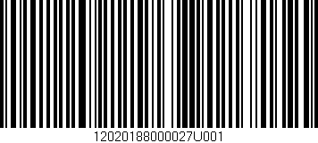 Código de barras (EAN, GTIN, SKU, ISBN): '12020188000027U001'