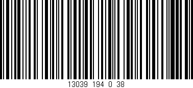Código de barras (EAN, GTIN, SKU, ISBN): '13039_194_0_38'