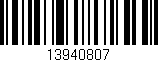 Código de barras (EAN, GTIN, SKU, ISBN): '13940807'
