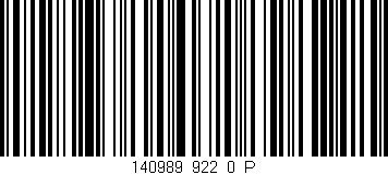 Código de barras (EAN, GTIN, SKU, ISBN): '140989_922_0_P'