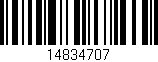 Código de barras (EAN, GTIN, SKU, ISBN): '14834707'