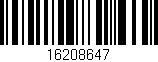 Código de barras (EAN, GTIN, SKU, ISBN): '16208647'