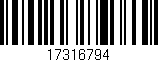 Código de barras (EAN, GTIN, SKU, ISBN): '17316794'