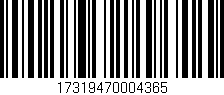 Código de barras (EAN, GTIN, SKU, ISBN): '17319470004365'