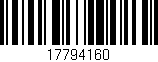 Código de barras (EAN, GTIN, SKU, ISBN): '17794160'