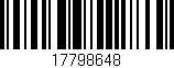 Código de barras (EAN, GTIN, SKU, ISBN): '17798648'