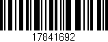 Código de barras (EAN, GTIN, SKU, ISBN): '17841692'