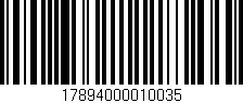 Código de barras (EAN, GTIN, SKU, ISBN): '17894000010035'