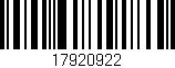 Código de barras (EAN, GTIN, SKU, ISBN): '17920922'