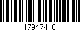 Código de barras (EAN, GTIN, SKU, ISBN): '17947418'