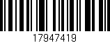 Código de barras (EAN, GTIN, SKU, ISBN): '17947419'