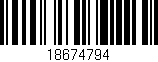 Código de barras (EAN, GTIN, SKU, ISBN): '18674794'