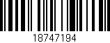 Código de barras (EAN, GTIN, SKU, ISBN): '18747194'
