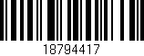 Código de barras (EAN, GTIN, SKU, ISBN): '18794417'