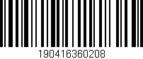 Código de barras (EAN, GTIN, SKU, ISBN): '190416360208'