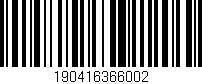 Código de barras (EAN, GTIN, SKU, ISBN): '190416366002'