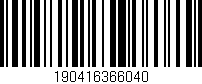 Código de barras (EAN, GTIN, SKU, ISBN): '190416366040'