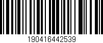 Código de barras (EAN, GTIN, SKU, ISBN): '190416442539'