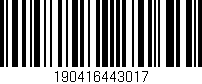Código de barras (EAN, GTIN, SKU, ISBN): '190416443017'