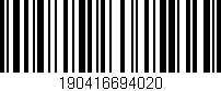 Código de barras (EAN, GTIN, SKU, ISBN): '190416694020'