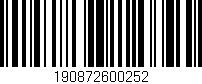 Código de barras (EAN, GTIN, SKU, ISBN): '190872600252'