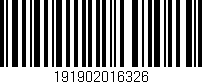 Código de barras (EAN, GTIN, SKU, ISBN): '191902016326'