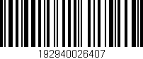 Código de barras (EAN, GTIN, SKU, ISBN): '192940026407'