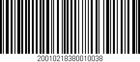 Código de barras (EAN, GTIN, SKU, ISBN): '20010218380010038'