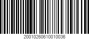 Código de barras (EAN, GTIN, SKU, ISBN): '20010260610010036'
