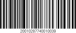 Código de barras (EAN, GTIN, SKU, ISBN): '20010287740010039'