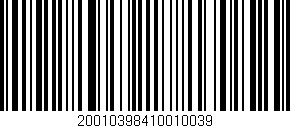 Código de barras (EAN, GTIN, SKU, ISBN): '20010398410010039'