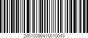 Código de barras (EAN, GTIN, SKU, ISBN): '20010398410010043'