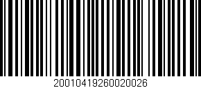 Código de barras (EAN, GTIN, SKU, ISBN): '20010419260020026'