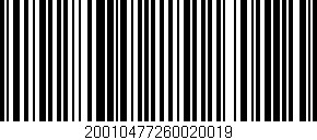 Código de barras (EAN, GTIN, SKU, ISBN): '20010477260020019'