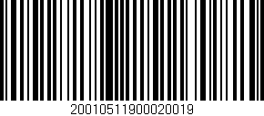 Código de barras (EAN, GTIN, SKU, ISBN): '20010511900020019'
