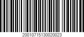 Código de barras (EAN, GTIN, SKU, ISBN): '20010715130020023'