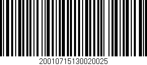 Código de barras (EAN, GTIN, SKU, ISBN): '20010715130020025'