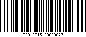 Código de barras (EAN, GTIN, SKU, ISBN): '20010715130020027'