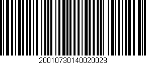 Código de barras (EAN, GTIN, SKU, ISBN): '20010730140020028'