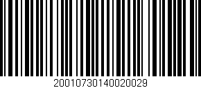 Código de barras (EAN, GTIN, SKU, ISBN): '20010730140020029'