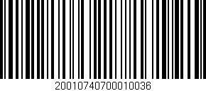 Código de barras (EAN, GTIN, SKU, ISBN): '20010740700010036'