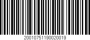 Código de barras (EAN, GTIN, SKU, ISBN): '20010751190020019'